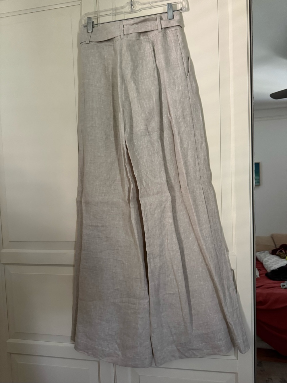 STAUD Triton Set Linen Wide-Leg Pants with Silver Buckle Belt & Linen Corset - Picture 8 of 12
